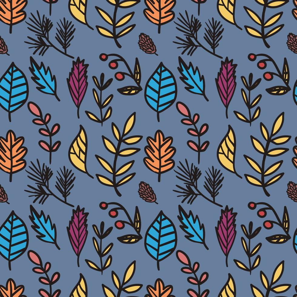 Floral seamless pattern with branches and leaves. vector