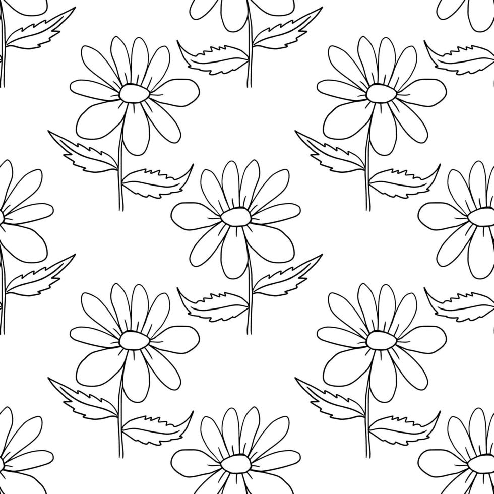 lindas flores descuidadas de lunares de dibujos animados en patrones sin fisuras de estilo doodle. fondo floral de estilo infantil. vector