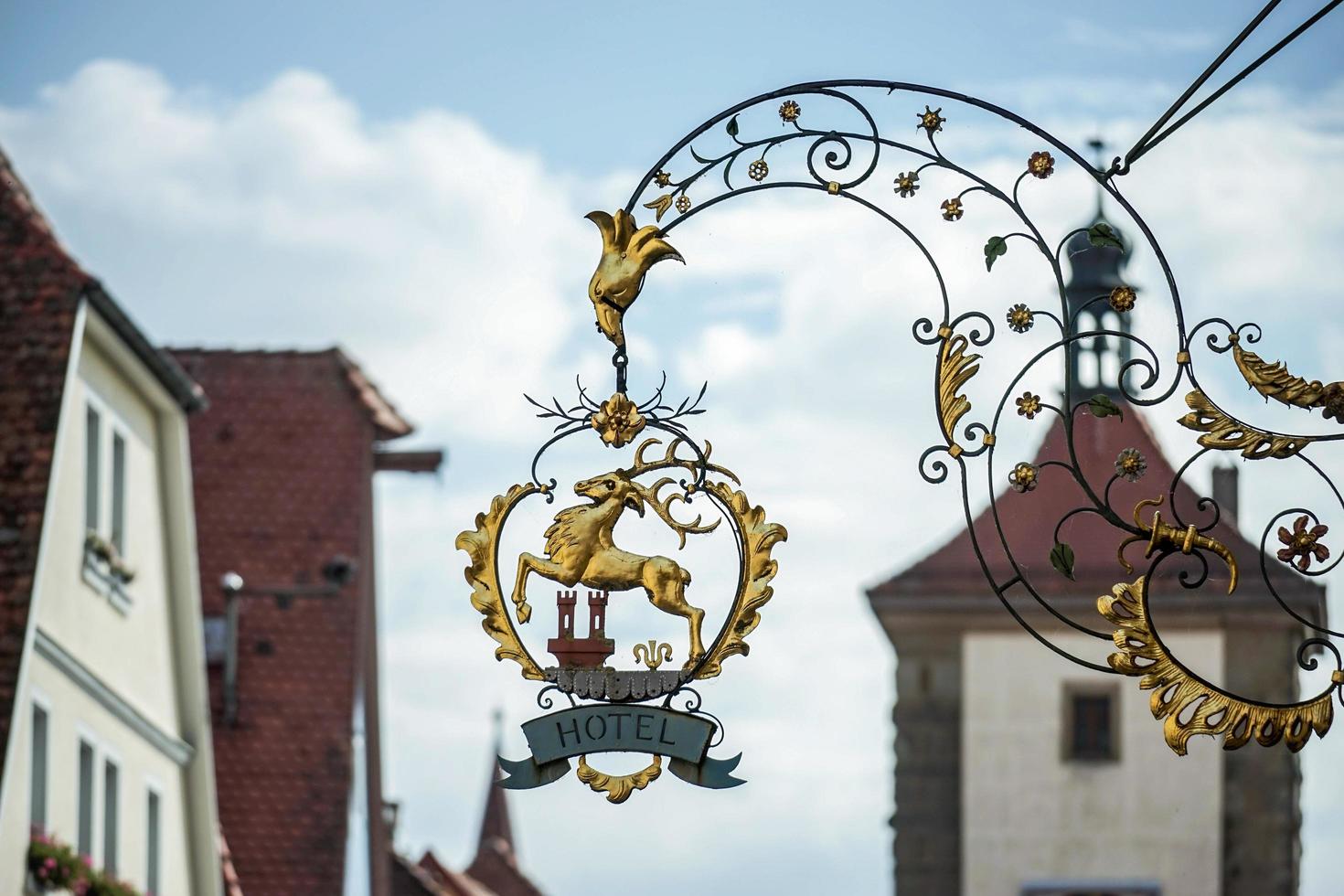Rothenburg ob der Tauber, Northern Bavaria, Germany, 2014. Hotel Hanging Sign photo