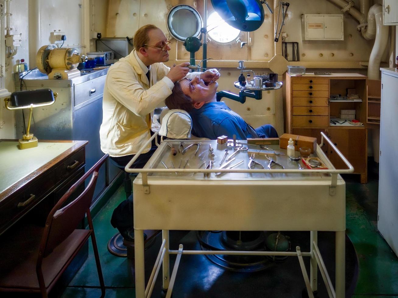 London, Uk, 2016. Simulated Dental Surgery on HMS Belfast photo