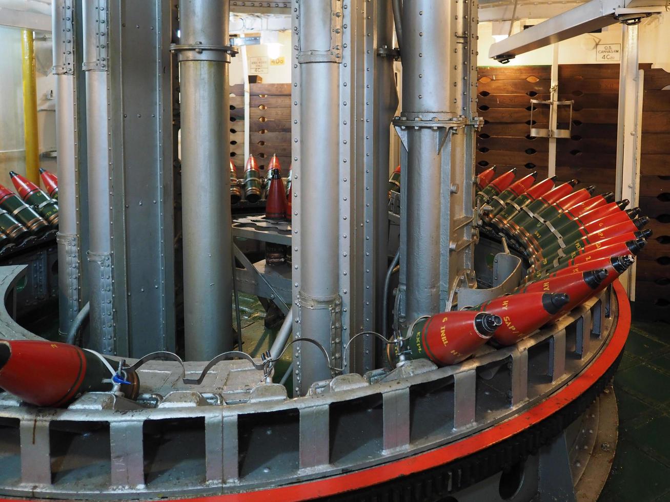 London, Uk, 2016. Armoury Full of Shells on HMS Belfast photo