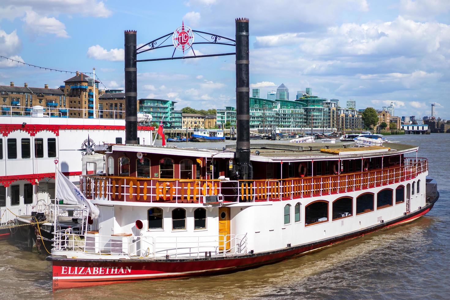 London, UK, 2014. The Elizabethan Moored on the River Thames photo