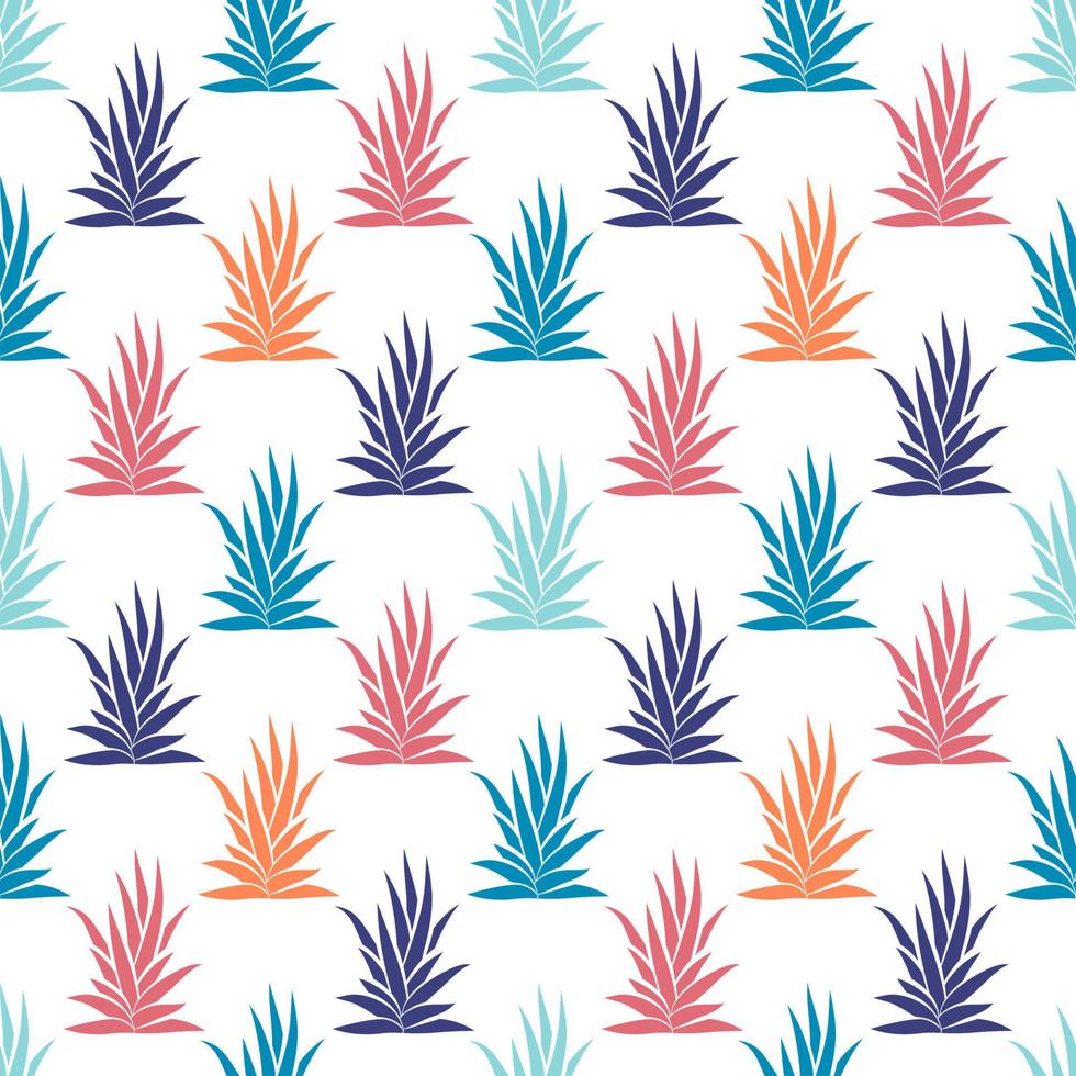 Seamless pattern with tropical, succulent plants, bushes. Floral ornament on a white background. vector