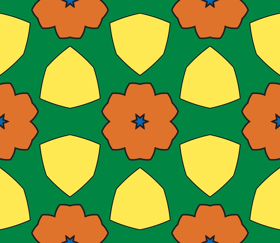 Abstract colorful doodle geometric flower seamless pattern. Floral background. Kaleidoscope mosaic, geo tile of thin line ornament. vector