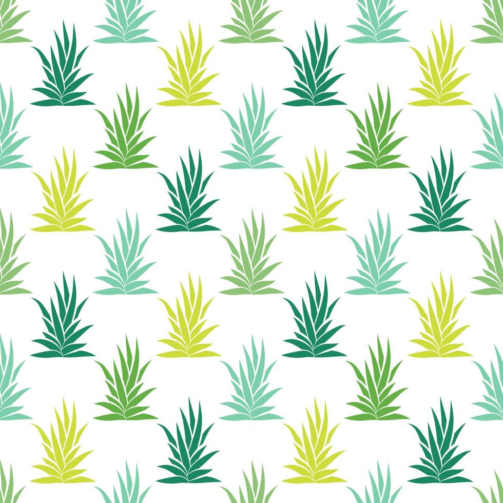 Seamless pattern with tropical, succulent plants, bushes. Floral ornament on a white background. vector