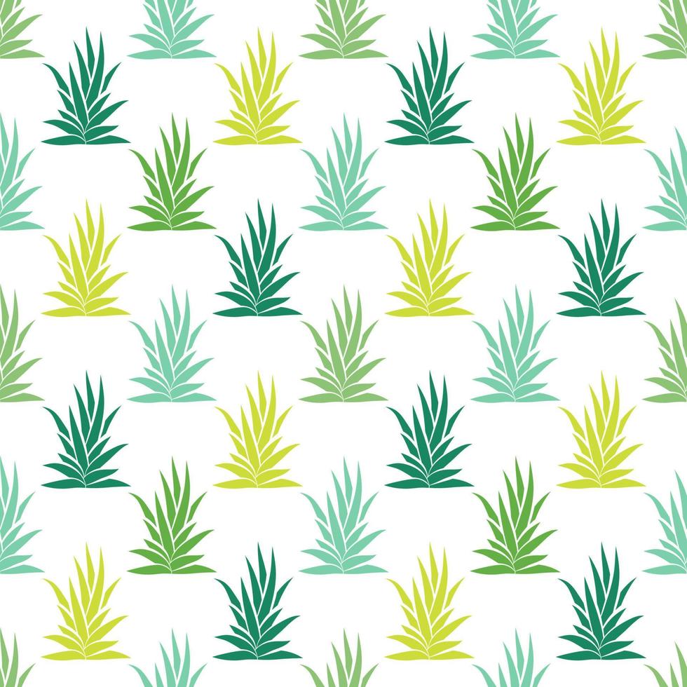 Seamless pattern with tropical, succulent plants, bushes. Floral ornament on a white background. vector