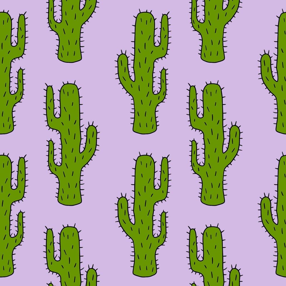 Cartoon doodle cactus seamless pattern. Floral background. Cute cartoon tropical element. vector