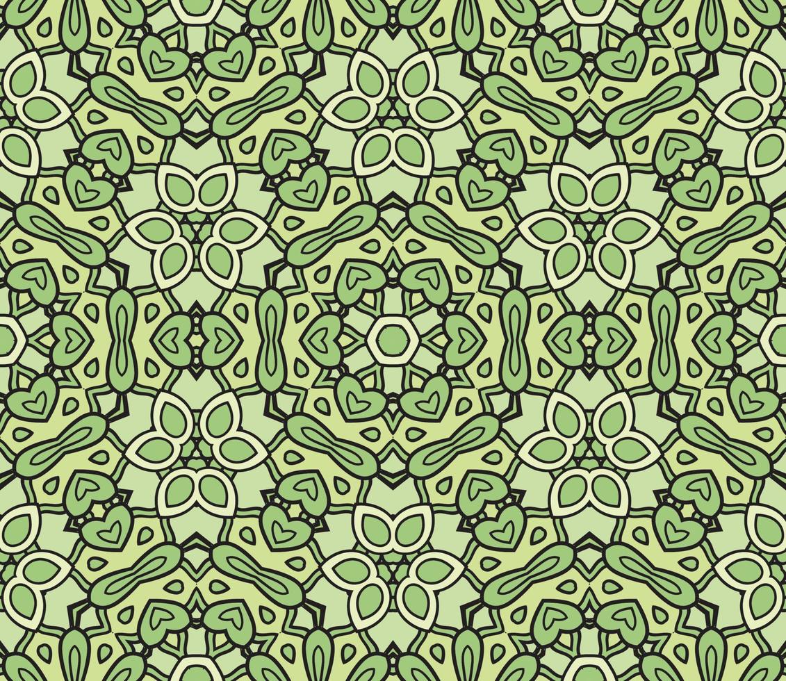 Abstract colorful doodle geometric flower seamless pattern. Floral background. Kaleidoscope mosaic, geo tile of thin line ornament. vector