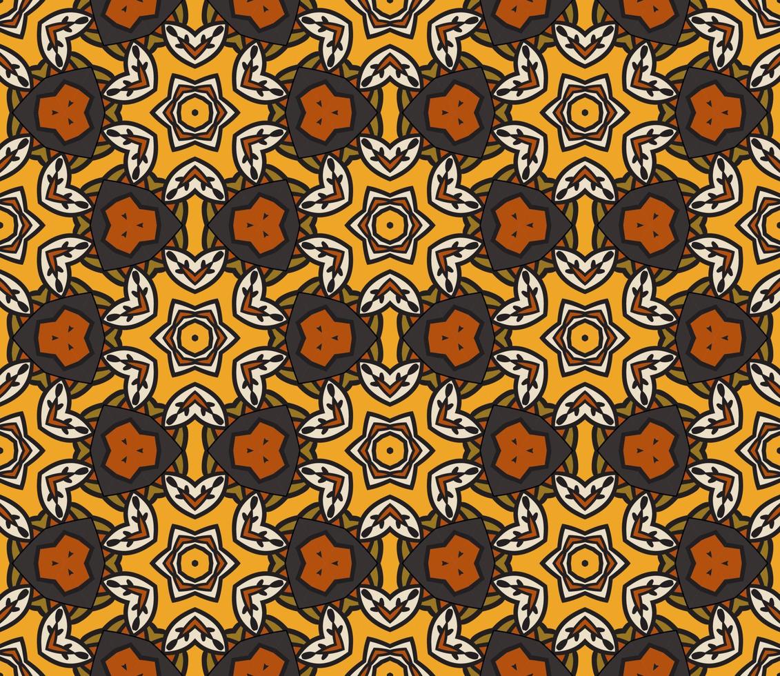 Abstract colorful doodle geometric flower seamless pattern. Floral background. Kaleidoscope mosaic, geo tile of thin line ornament. vector