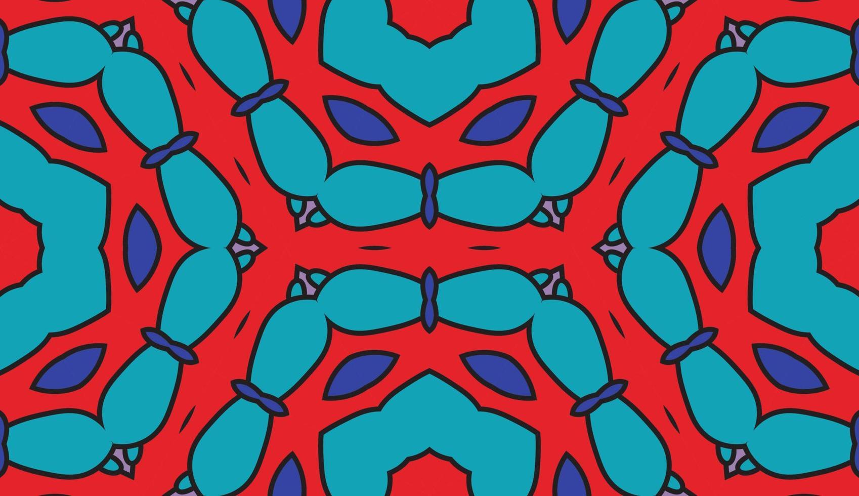 Abstract colorful doodle geometric flower seamless pattern. Floral background. Kaleidoscope mosaic, geo tile of thin line ornament. vector