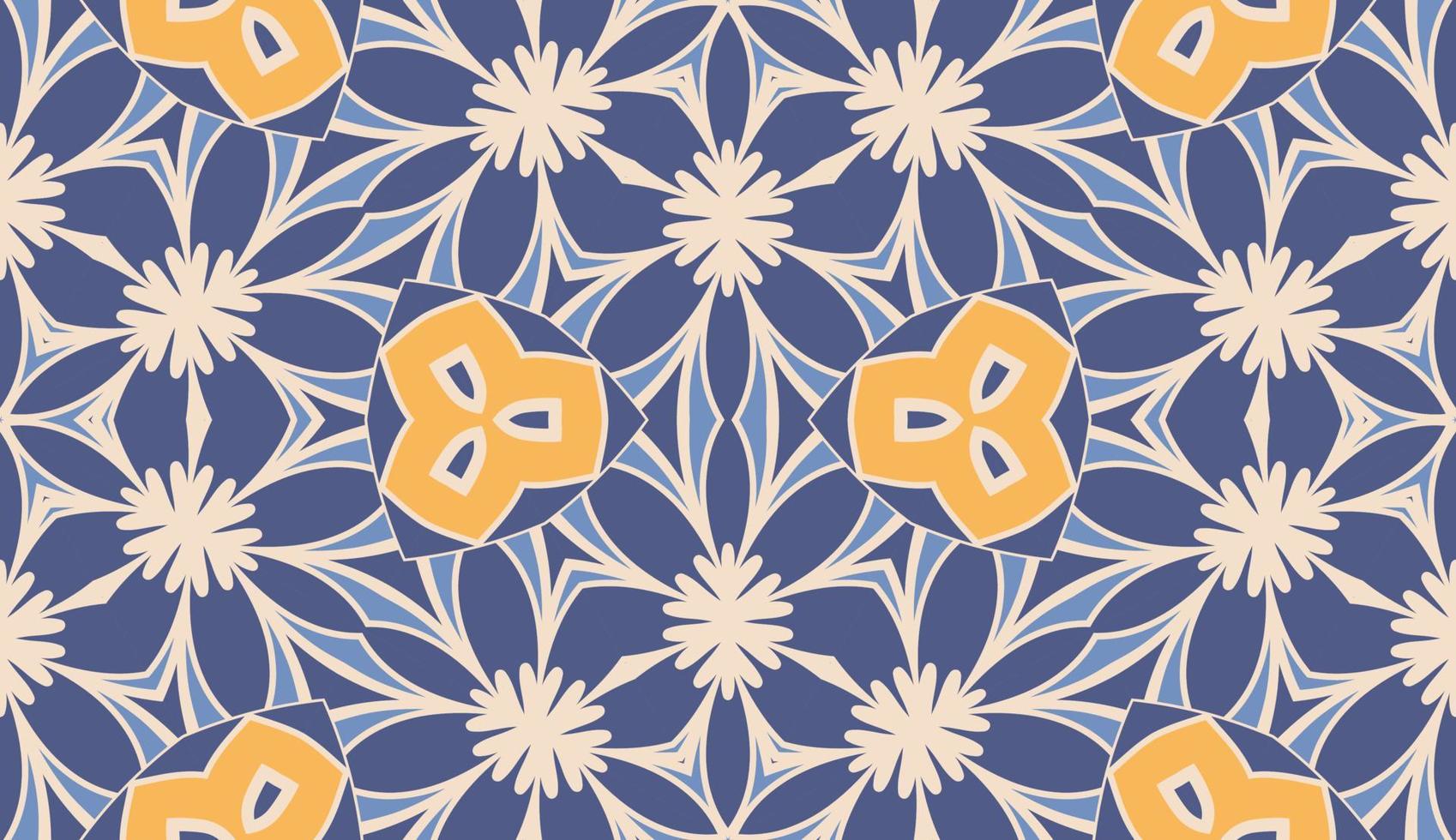 Abstract colorful doodle geometric flower seamless pattern. Floral background. Kaleidoscope mosaic, geo tile of thin line ornament. vector
