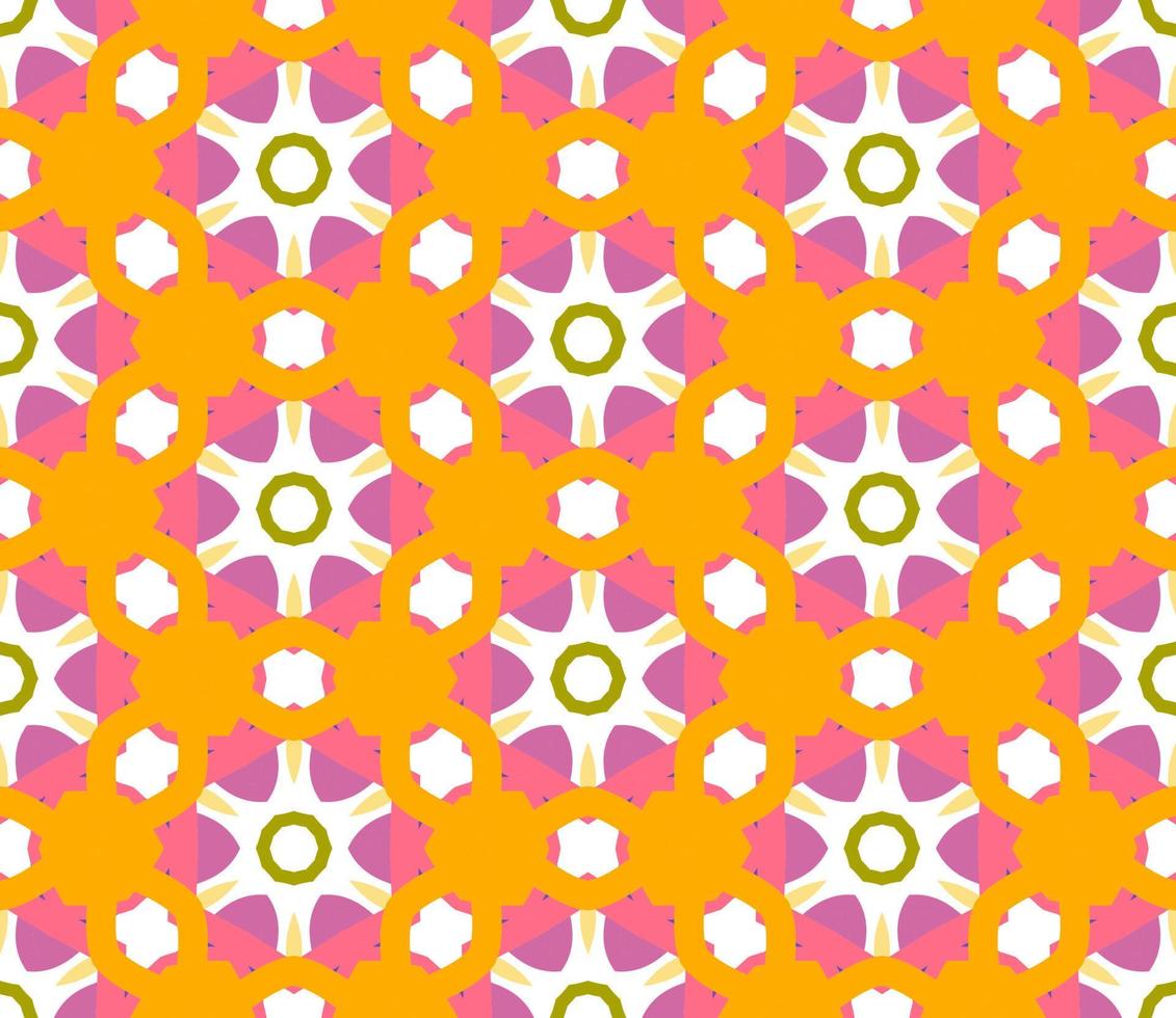 Abstract colorful doodle geometric flower seamless pattern. Floral background. Kaleidoscope mosaic, geo tile of thin line ornament. vector