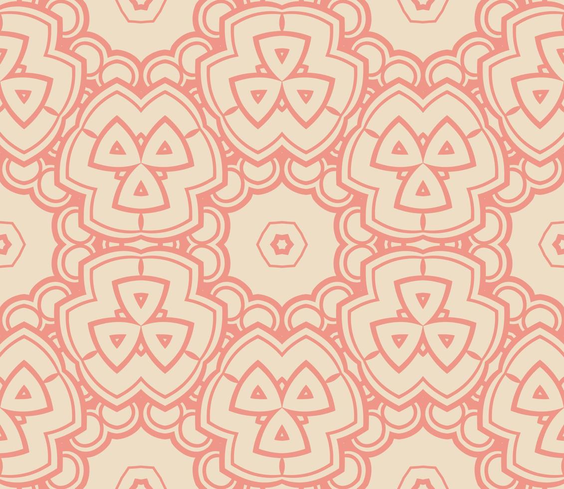Abstract colorful doodle geometric flower seamless pattern. Floral background. Kaleidoscope mosaic, geo tile of thin line ornament. vector