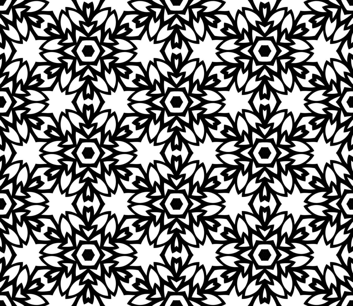 Abstract colorful doodle geometric flower seamless pattern. Floral background. Kaleidoscope mosaic, geo tile of thin line ornament. vector
