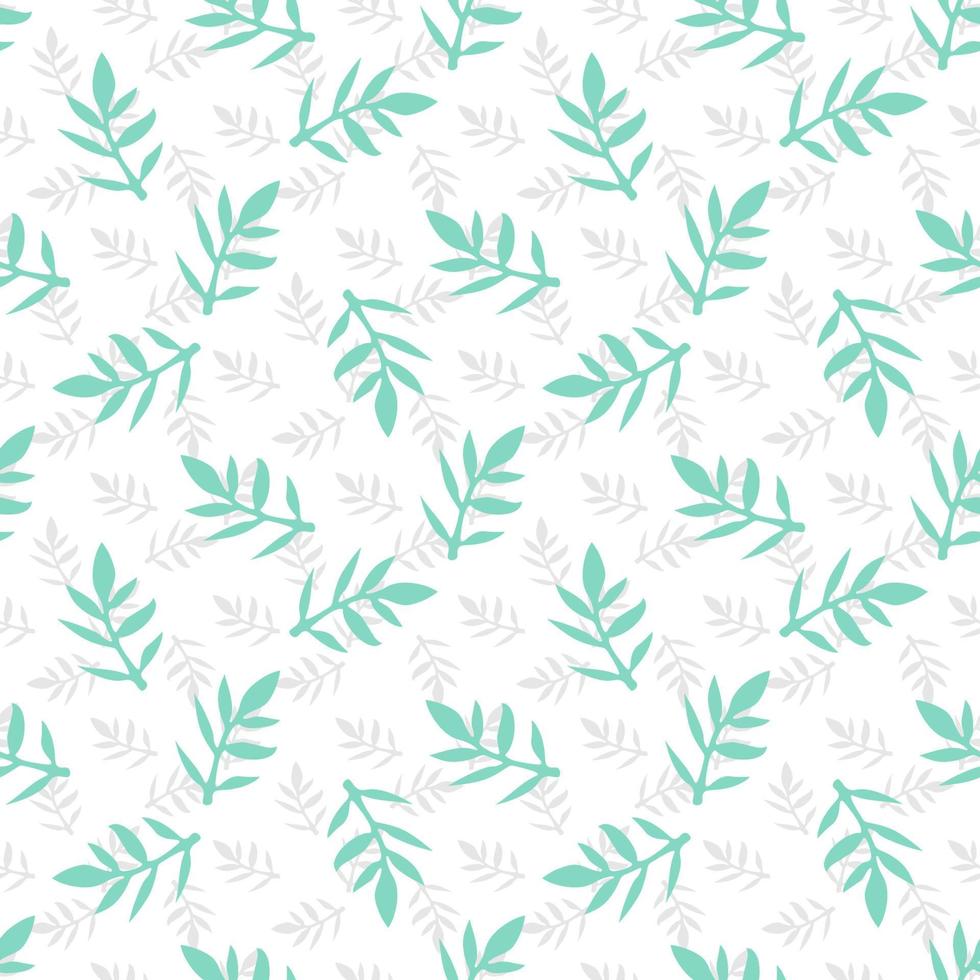 Cute cartoon flower seamless pattern. Background with plant, branch, leaves. Wrapping paper, textile. vector