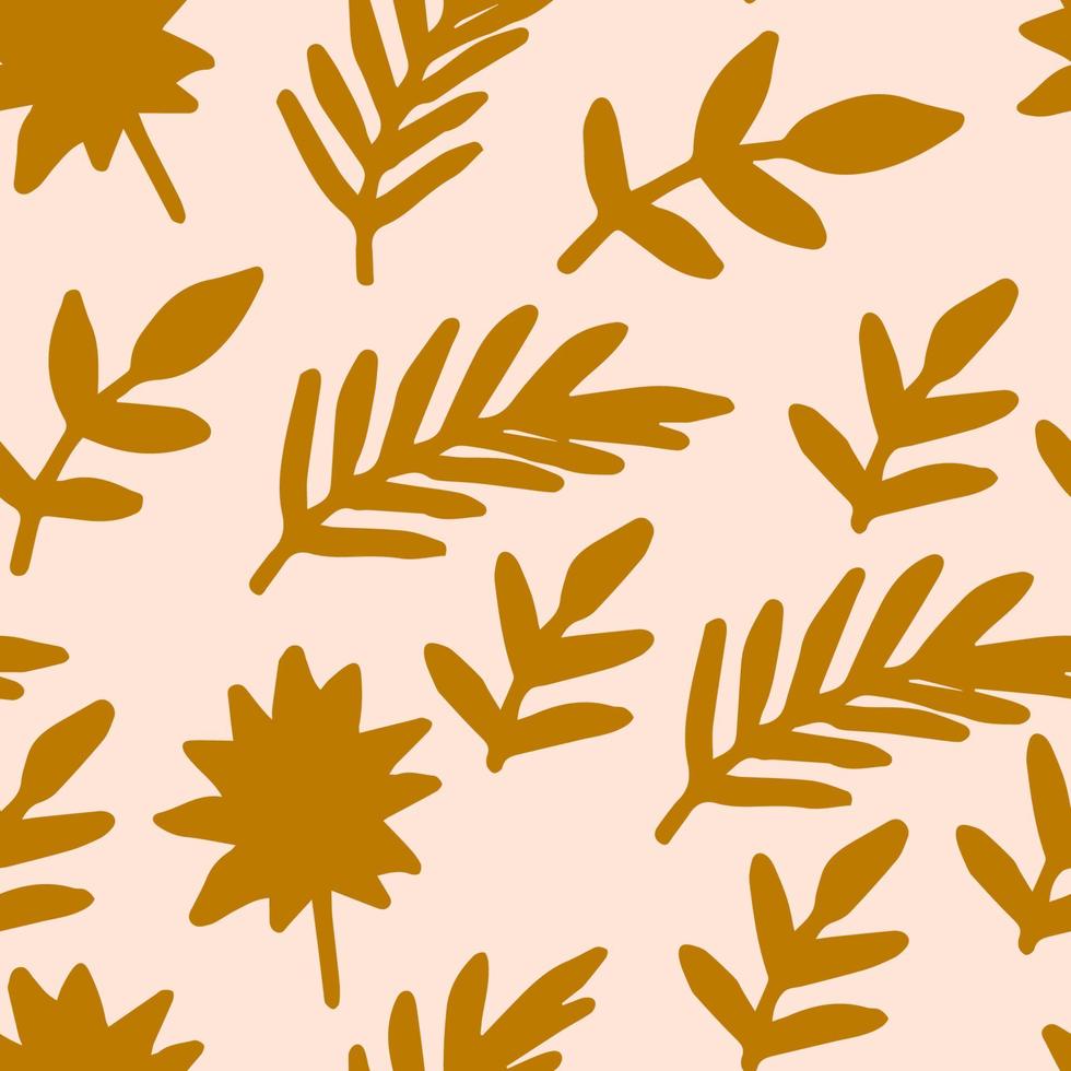 Cute cartoon doodle flower seamless pattern. Background  with plant, leaves. Wrapping  paper, textile. vector