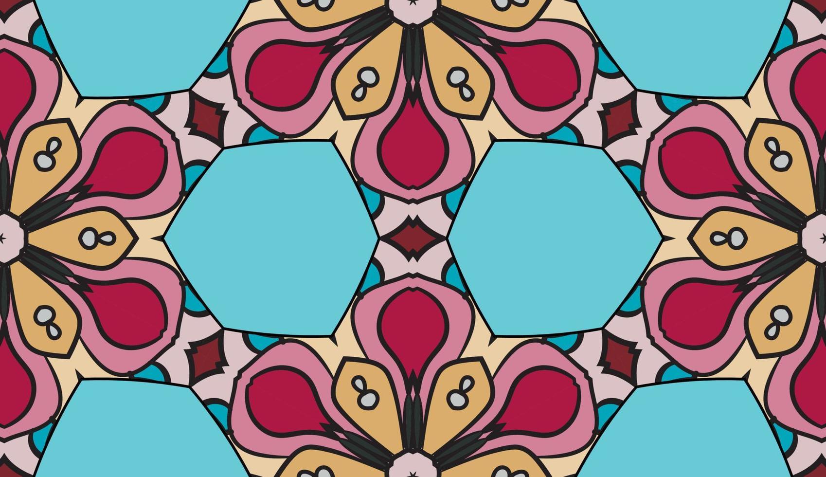 patrón sin costuras de flores geométricas de garabatos coloridos abstractos. fondo floral. mosaico de caleidoscopio, mosaico geo de adorno de línea delgada. vector