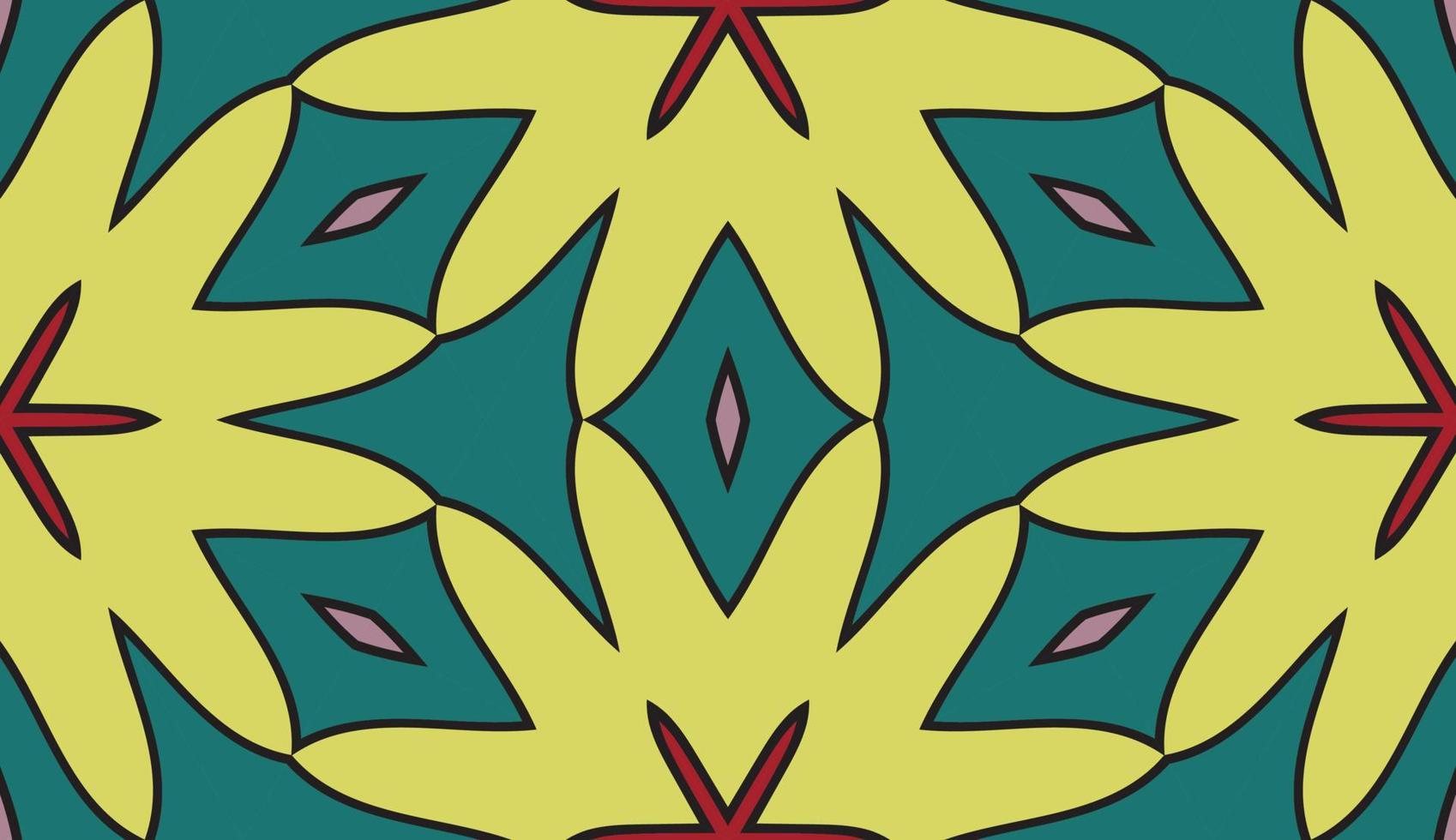 Abstract colorful doodle geometric flower seamless pattern. Floral background. Kaleidoscope mosaic, geo tile of thin line ornament. vector