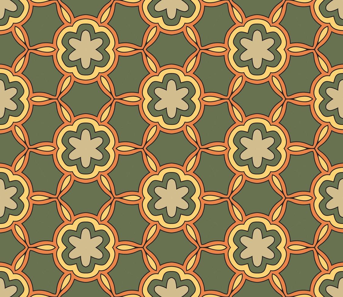 Abstract colorful doodle geometric flower seamless pattern. Floral background. Kaleidoscope mosaic, geo tile of thin line ornament. vector
