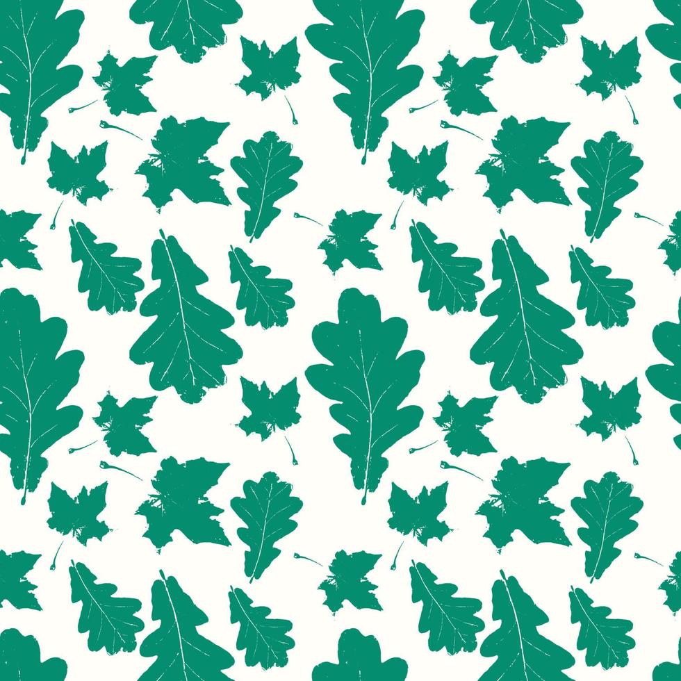 Floral seamless pattern with autumn grunge leaf background. Maple, Elm, Oak, Aspen textured leaves. vector