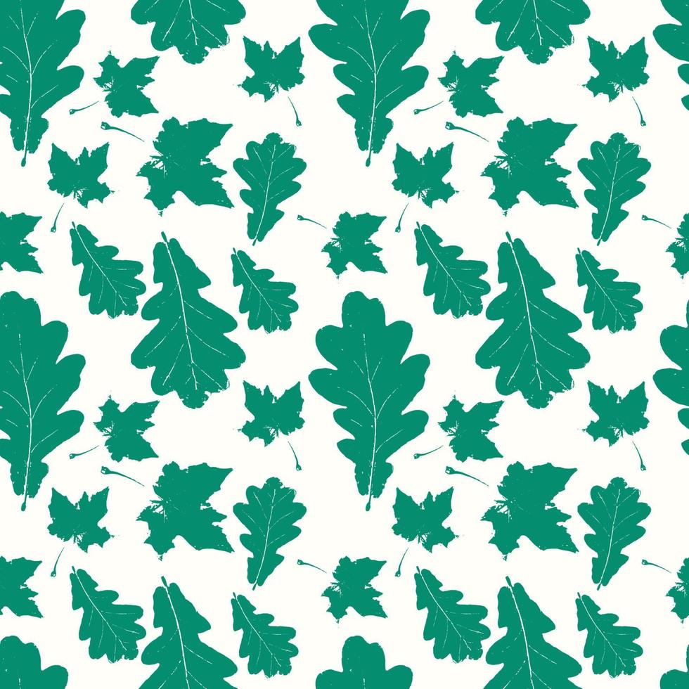 de patrones sin fisuras florales con fondo de hoja de otoño grunge. hojas texturizadas de arce, olmo, roble y álamo temblón. vector