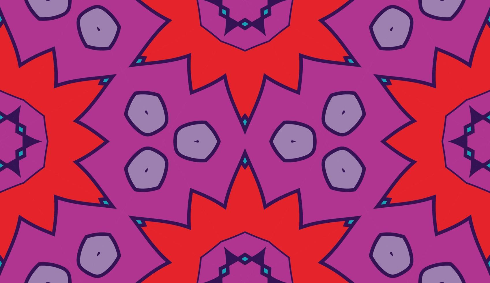 Abstract colorful doodle geometric flower seamless pattern. Floral background. Kaleidoscope mosaic, geo tile of thin line ornament. vector
