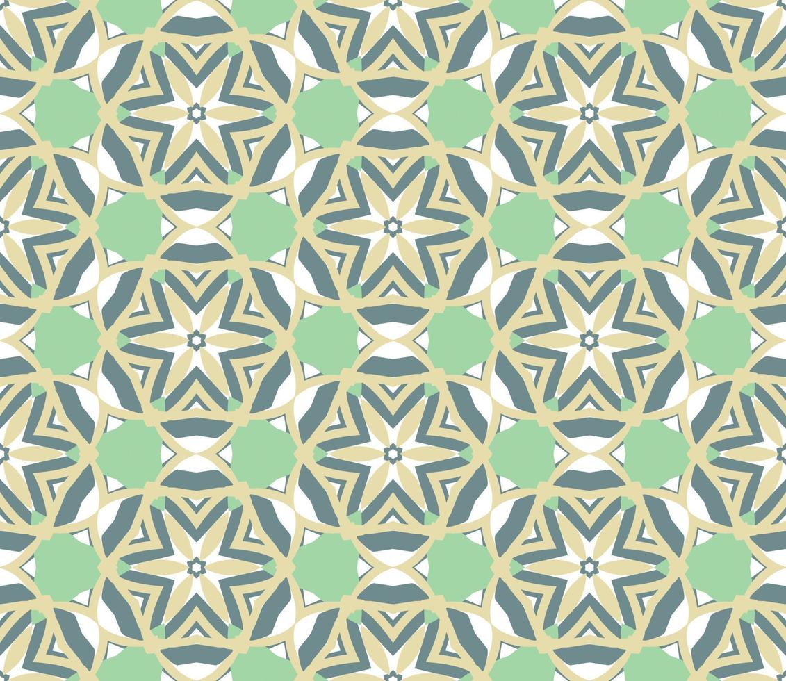 Abstract colorful doodle geometric flower seamless pattern. Floral background. Kaleidoscope mosaic, geo tile of thin line ornament. vector