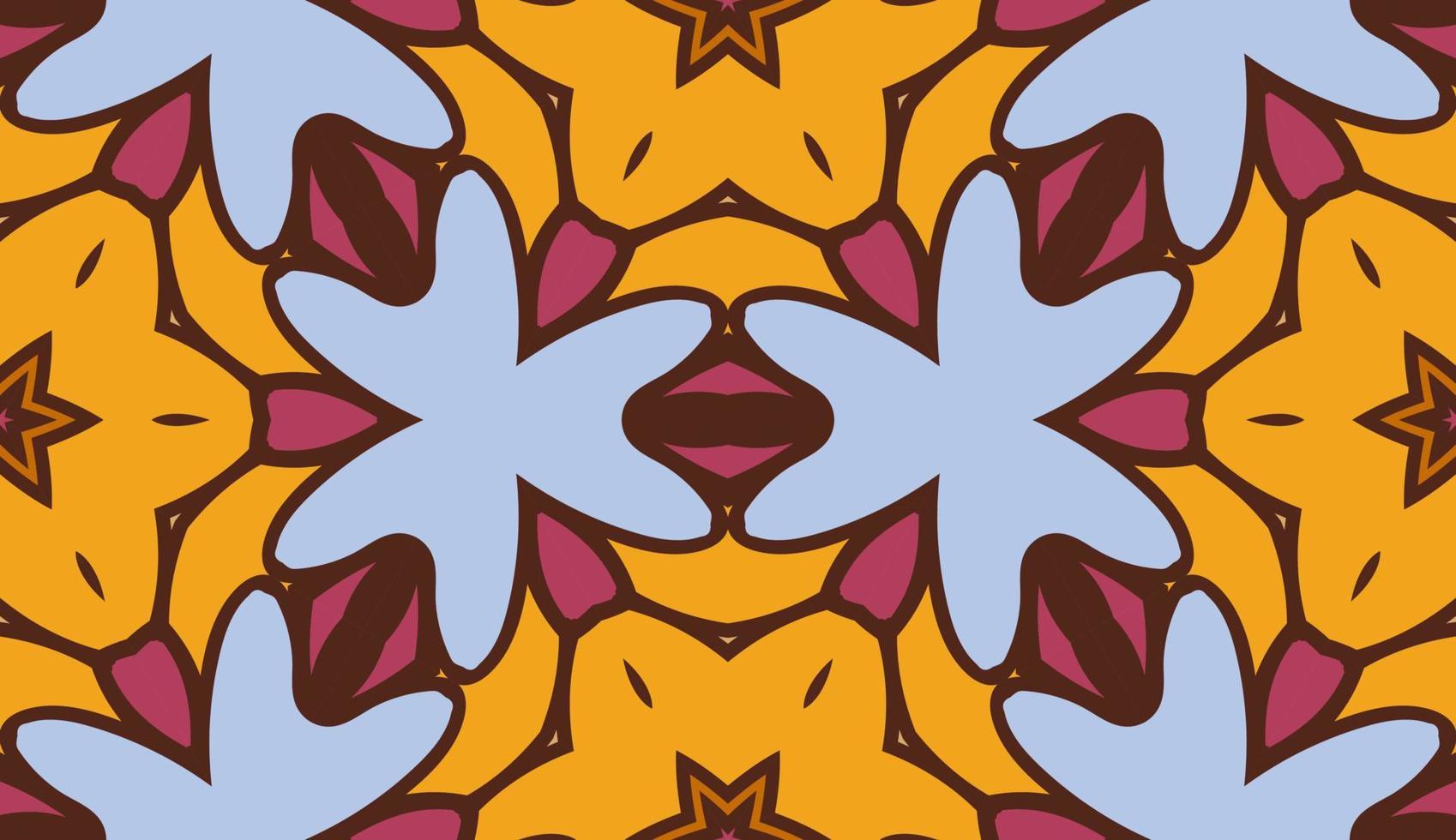 Abstract colorful doodle geometric flower seamless pattern. Floral background. Kaleidoscope mosaic, geo tile of thin line ornament. vector