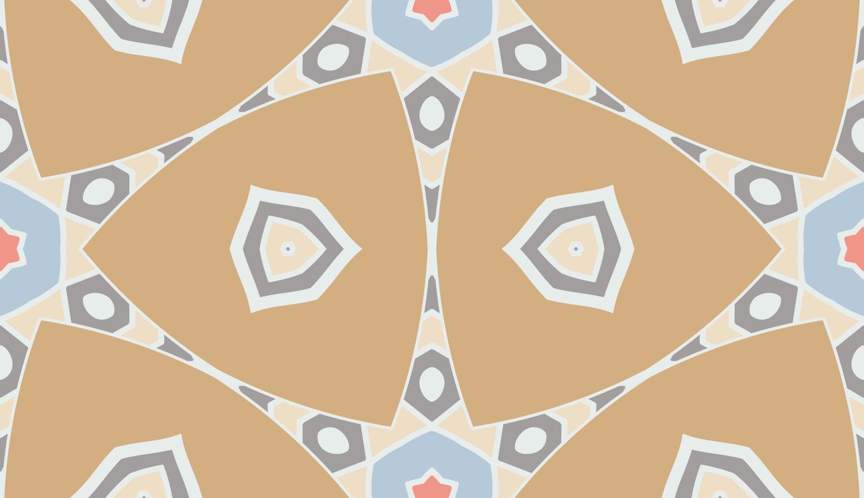 Abstract colorful doodle geometric flower seamless pattern. Floral background. Kaleidoscope mosaic, geo tile of thin line ornament. vector