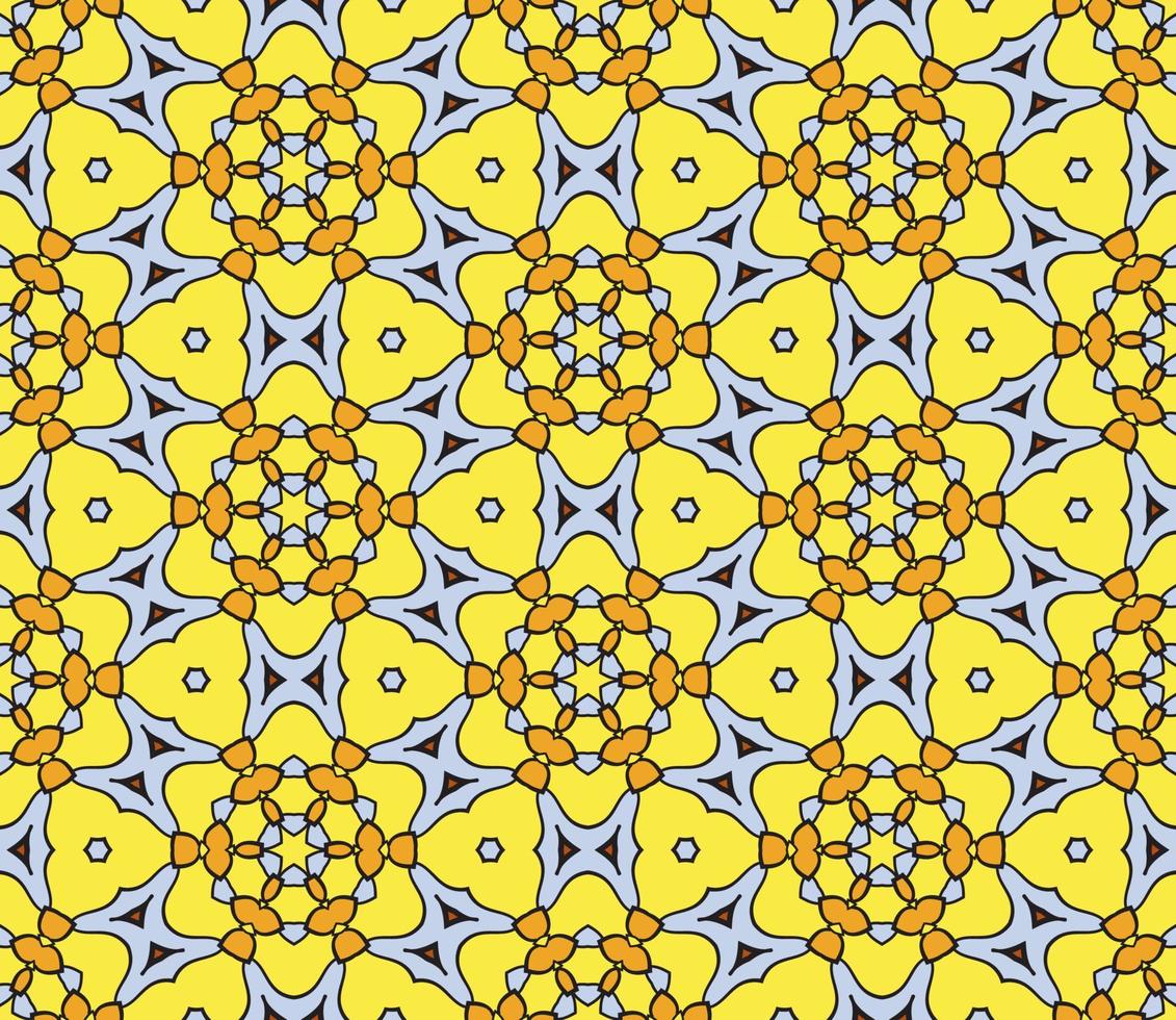 patrón sin costuras de flores geométricas de garabatos coloridos abstractos. fondo floral. mosaico de caleidoscopio, mosaico geo de adorno de línea delgada. vector