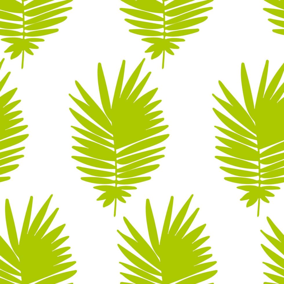 fondo tropical con hojas de palma dibujadas a mano en blanco. patrón tropical sin costuras. vector