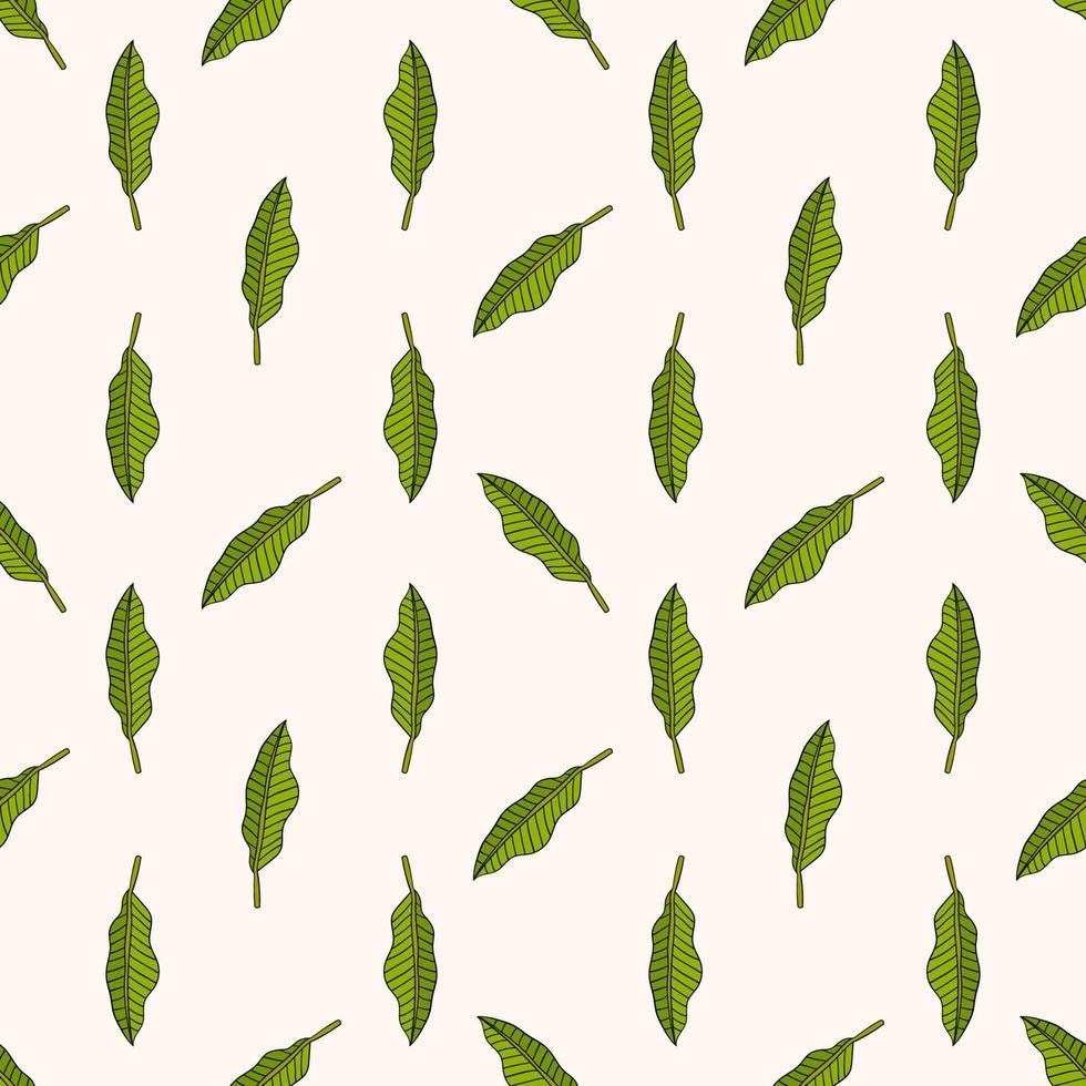 fondo tropical con hojas de palma dibujadas a mano en blanco. patrón tropical sin costuras. vector