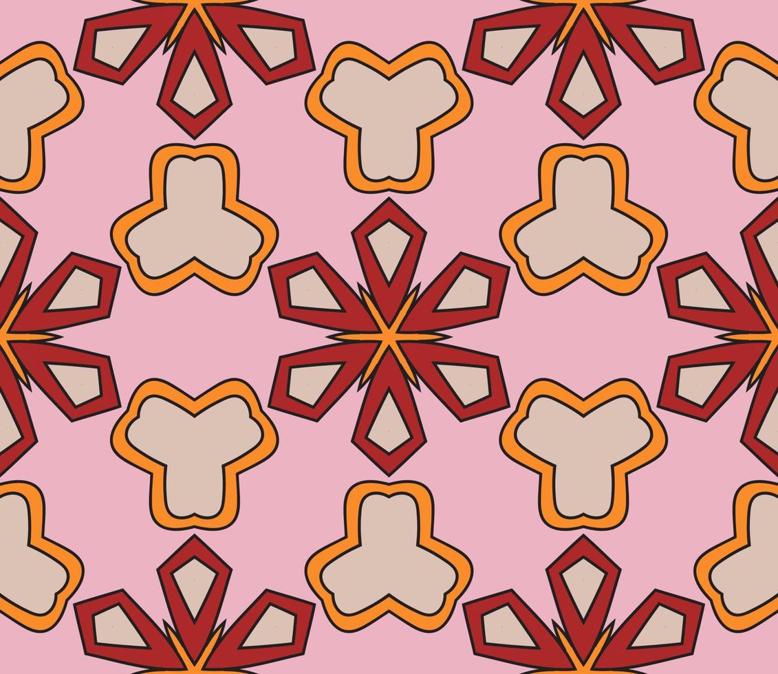 Abstract colorful doodle geometric flower seamless pattern. Floral background. Kaleidoscope mosaic, geo tile of thin line ornament. vector