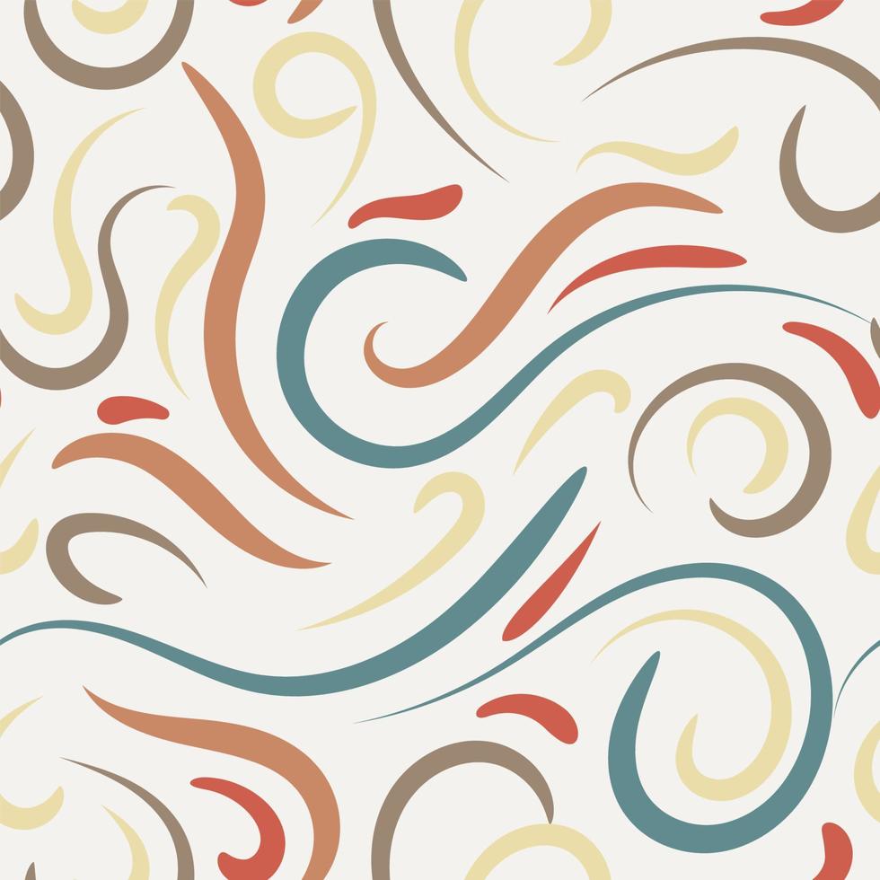 Abstract hand drawn doodle thin line wavy seamless pattern. Curly linear messy background. vector