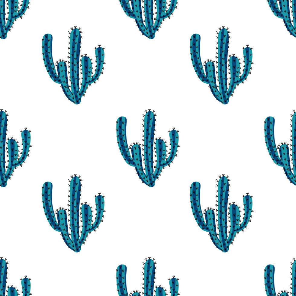 Cartoon doodle cactus seamless pattern. Floral background. Cute cartoon tropical element. vector