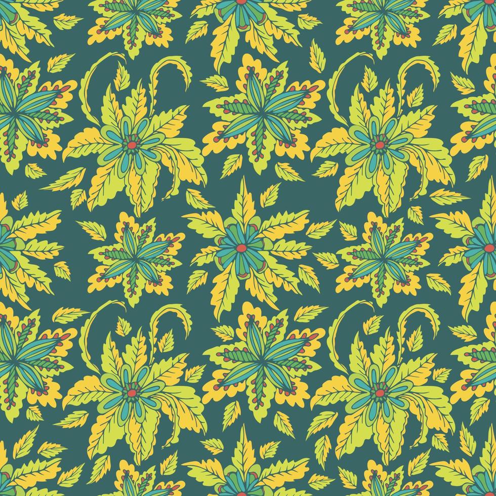 Colorful seamless pattern with cute flowers, floral background. vector