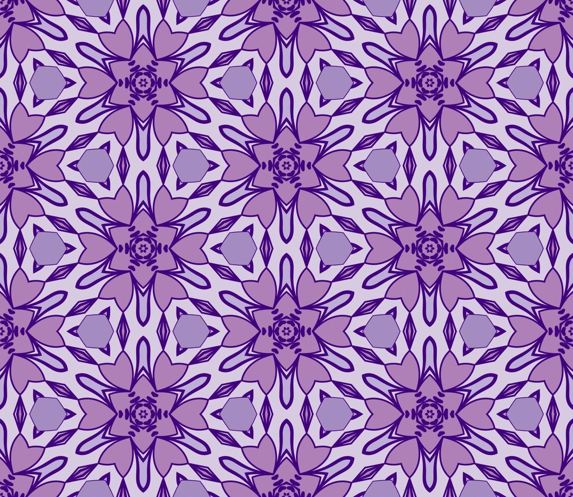Abstract colorful doodle geometric flower seamless pattern. Floral background. Kaleidoscope mosaic, geo tile of thin line ornament. vector
