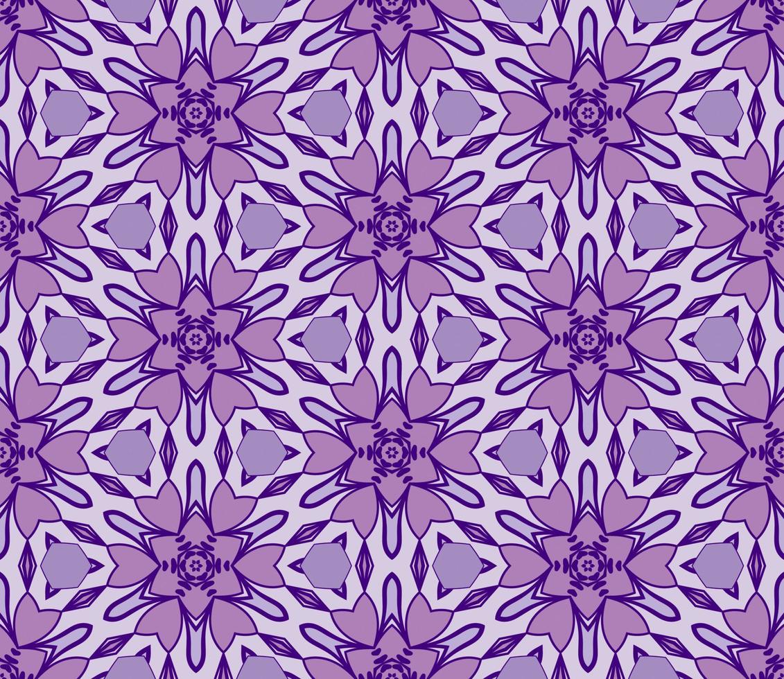 Abstract colorful doodle geometric flower seamless pattern. Floral background. Kaleidoscope mosaic, geo tile of thin line ornament. vector