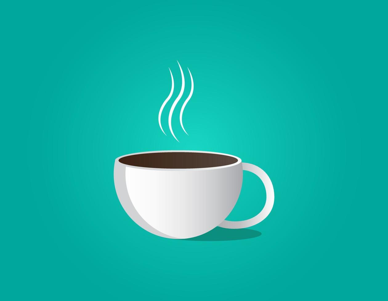 White coffee mug with steam in flat design style. Vector illustration