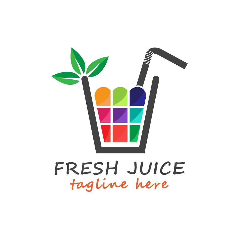 jugo fresco colorido diseño moderno, símbolo de logotipo de bebida dulce vector