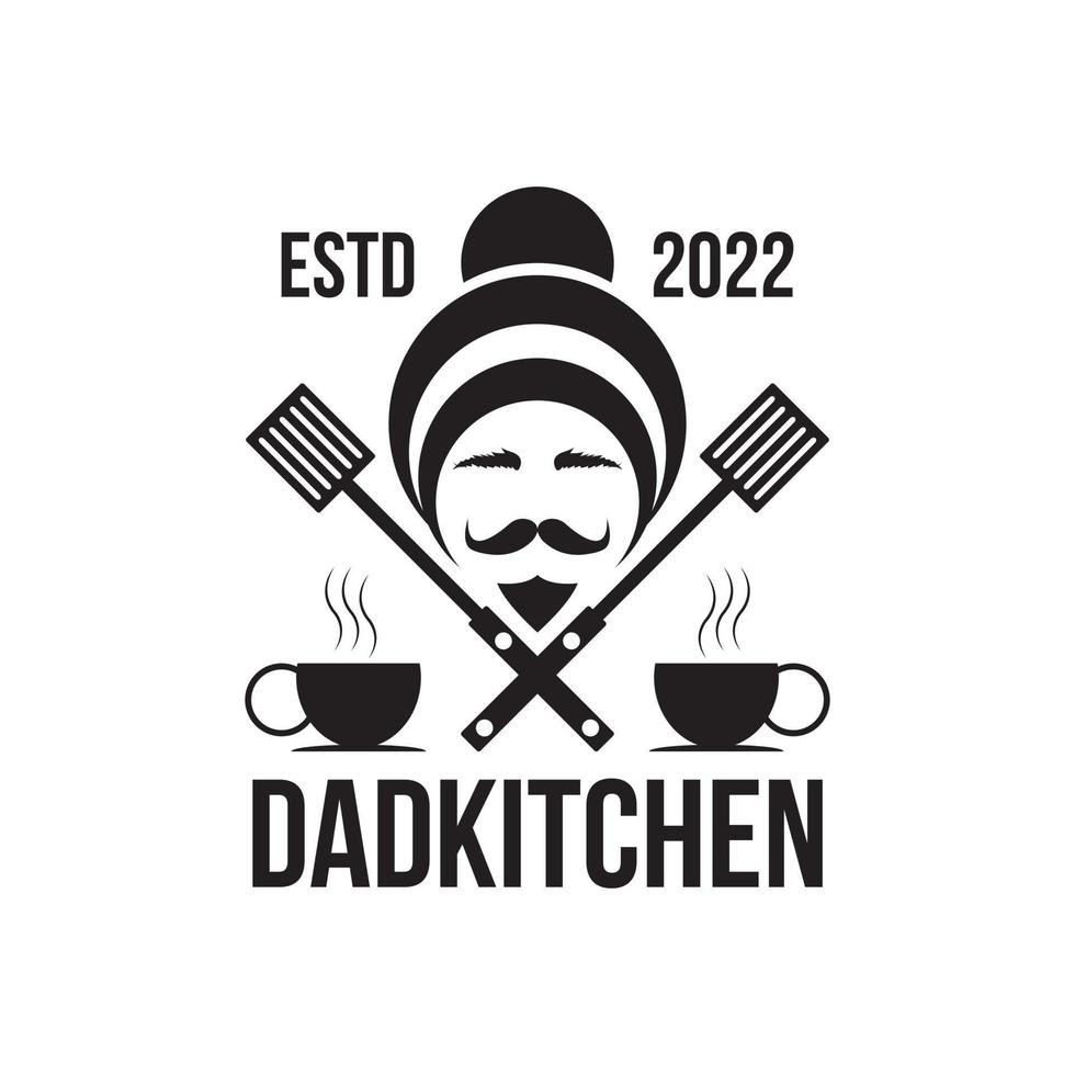 logo de cocina de papá. ilustración de padre chef. concepto de logotipo de icono vintage vector