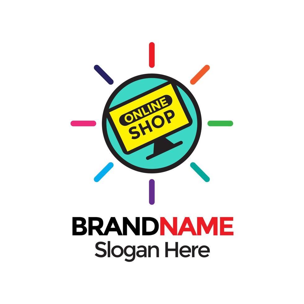 Modern Online Shop Logo designs Template. Colorful icon vector illustration