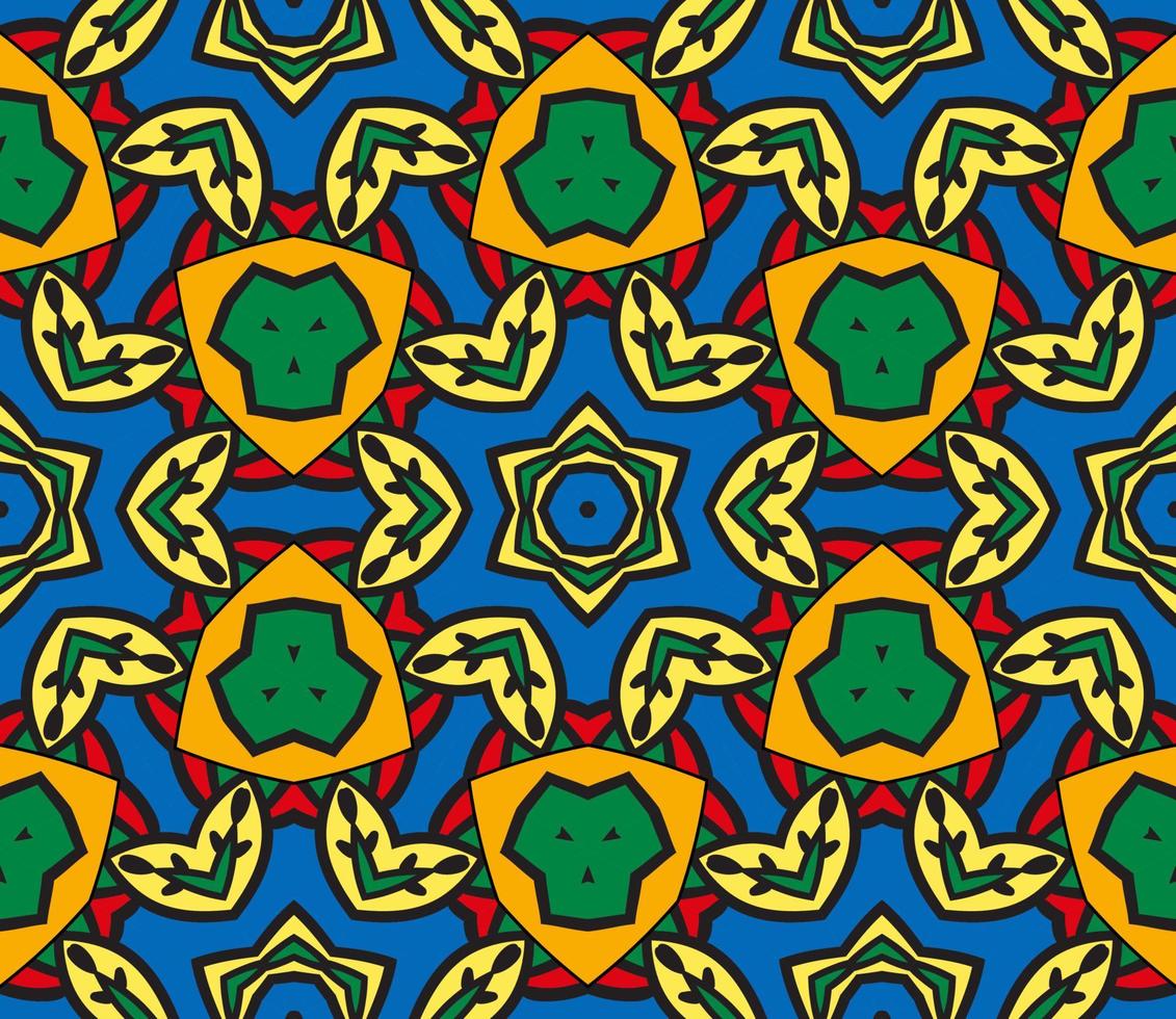 patrón sin costuras de flores geométricas de garabatos coloridos abstractos. fondo floral. mosaico de caleidoscopio, mosaico geo de adorno de línea delgada. vector