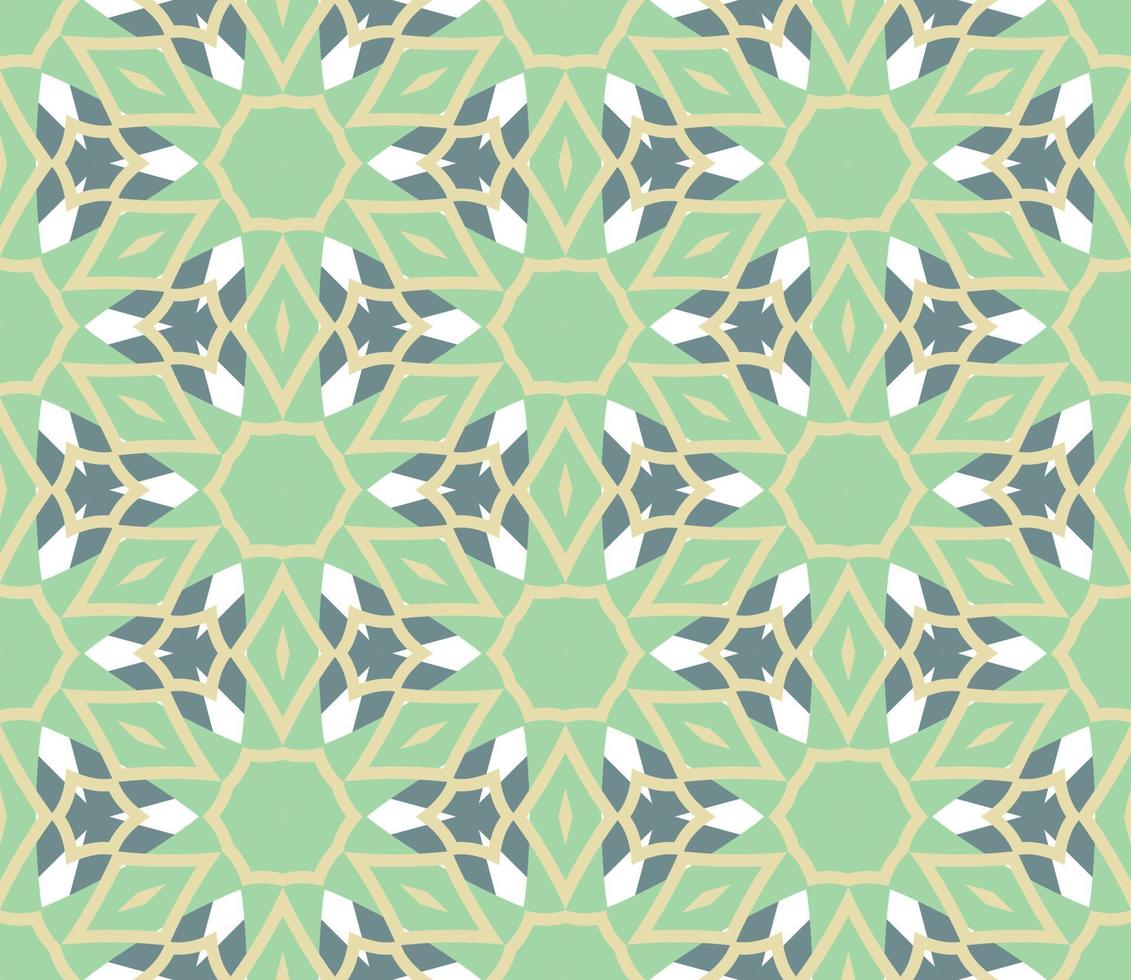 Abstract colorful doodle geometric flower seamless pattern. Floral background. Kaleidoscope mosaic, geo tile of thin line ornament. vector