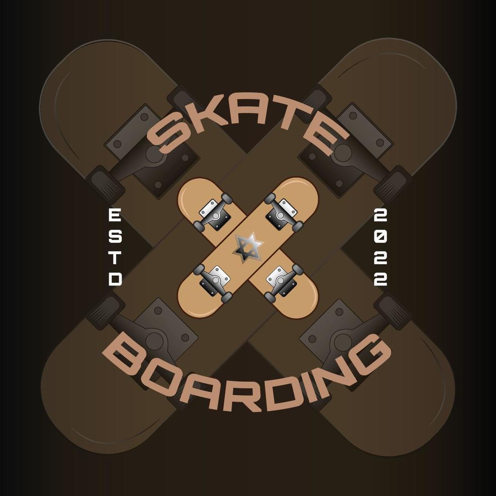 logo illustration of a skateboard vector
