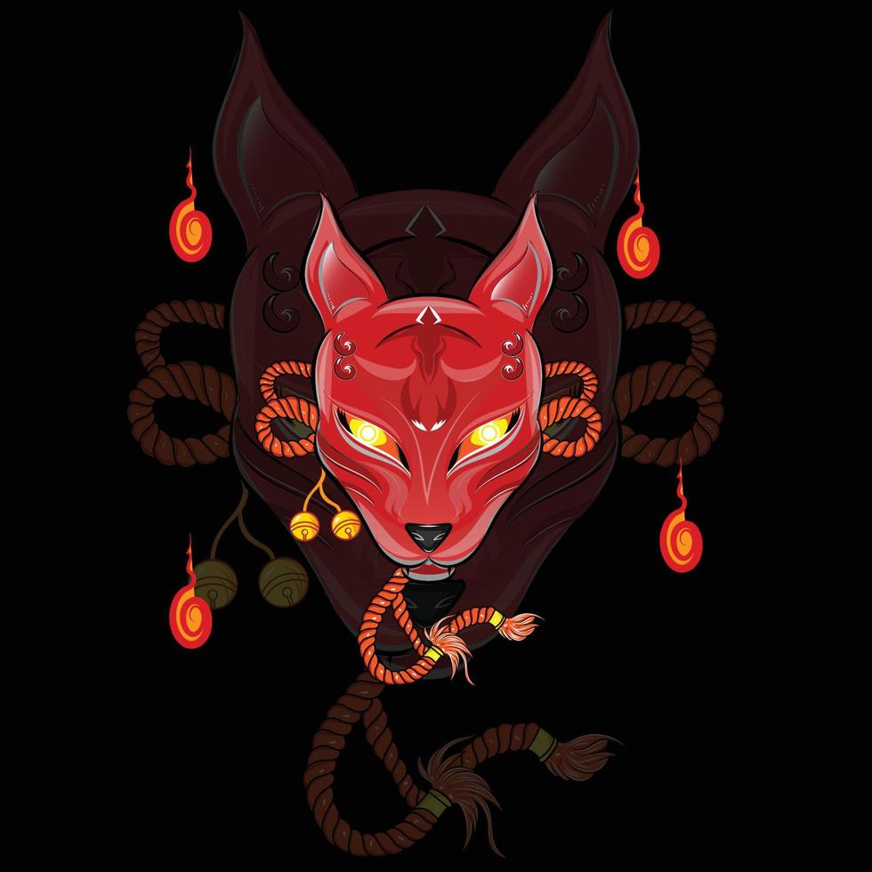 traditional japanese mask anbu kitsune vector illustration