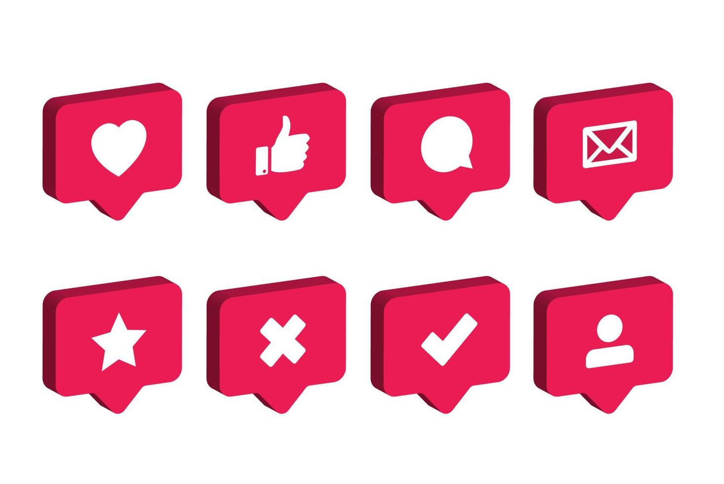 3D Speech Bubble Set With Different Social media Icons vector