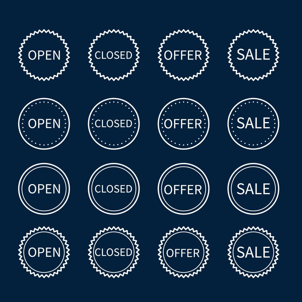 open offer sale icon set monoline vector