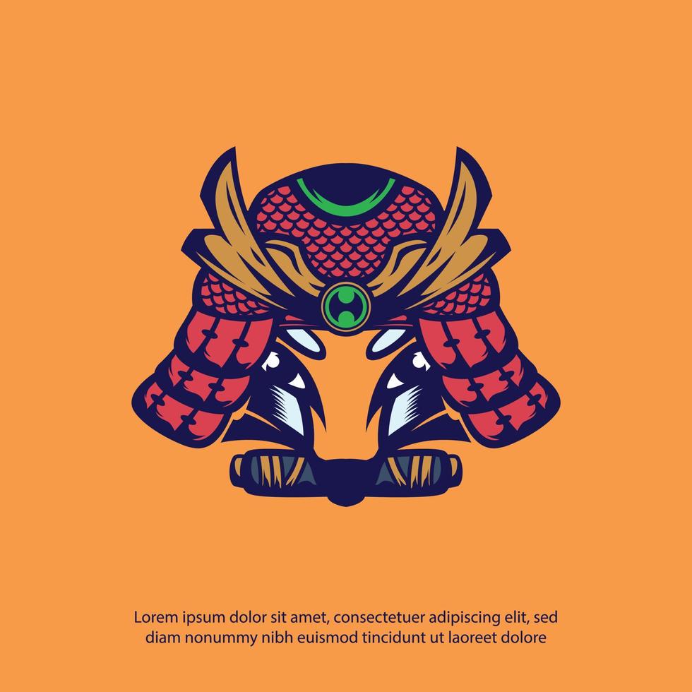 logotipo de la mascota samurai zorro vector