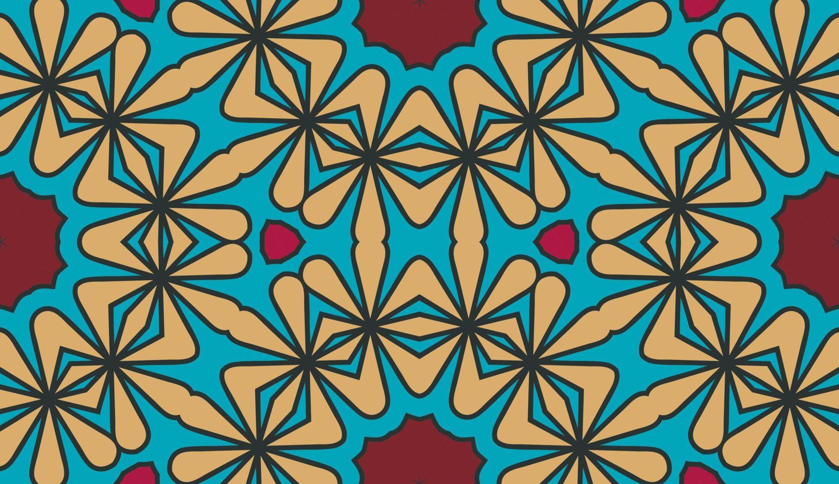 Abstract colorful doodle geometric flower seamless pattern. Floral background. Kaleidoscope mosaic, geo tile of thin line ornament. vector